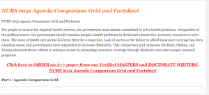 NURS 6051 Agenda Comparison Grid and Factsheet