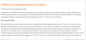 NURS 6051 Policy Regulation Fact Sheet