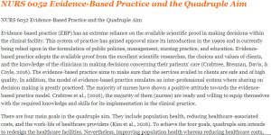 NURS 6052 Evidence-Based Practice and the Quadruple Aim