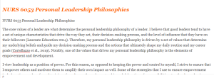 NURS 6053 Personal Leadership Philosophies