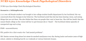 NURS 6501 Knowledge Check Psychological Disorders