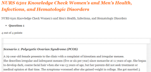 NURS 6501 Knowledge Check Women’s and Men’s Health, Infections, and Hematologic Disorders