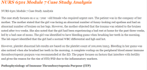 NURS 6501 Module 7 Case Study Analysis