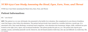 NURS 6512 Case Study Assessing the Head, Eyes, Ears, Nose, and Throat