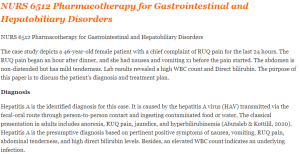 NURS 6512 Pharmacotherapy for Gastrointestinal and Hepatobiliary Disorders