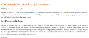 NURS 6521 Diabetes and Drug Treatments