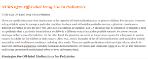NURS 6521 Off-Label Drug Use in Pediatrics