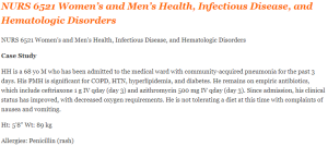 NURS 6521 Women’s and Men’s Health, Infectious Disease, and Hematologic Disorders