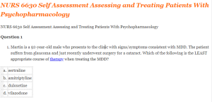 NURS 6630 Self Assessment Assessing and Treating Patients With Psychopharmacology