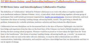 NURS 8000 Intra- and Interdisciplinary Collaborative Practice