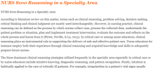 NURS 8100 Reasoning in a Specialty Area