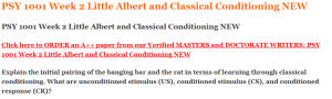 PSY 1001 Week 2 Little Albert and Classical Conditioning NEW