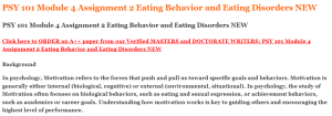 PSY 101 Module 4 Assignment 2 Eating Behavior and Eating Disorders NEW