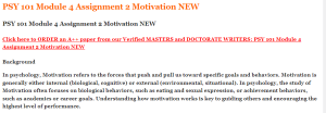 PSY 101 Module 4 Assignment 2 Motivation NEW