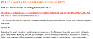 PSY 101 Week 2 DQ 1 Learning Principles NEW