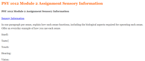 PSY 1012 Module 2 Assignment Sensory Information