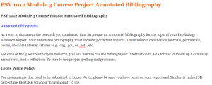 PSY 1012 Module 3 Course Project Annotated Bibliography