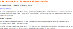 PSY 1012 Module 3 Discussion Intelligence Testing