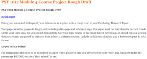 PSY 1012 Module 4 Course Project Rough Draft