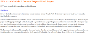 PSY 1012 Module 6 Course Project Final Paper