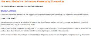 PSY 1012 Module 6 Discussion Personality Formation