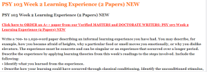 PSY 103 Week 2 Learning Experience (2 Papers) NEW