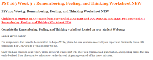 PSY 103 Week 3  Remembering, Feeling, and Thinking Worksheet NEW