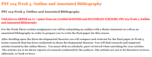 PSY 104 Week 3  Outline and Annotated Bibliography