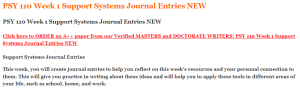 PSY 110 Week 1 Support Systems Journal Entries NEW