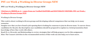 PSY 110 Week 4 Working in Diverse Groups NEW