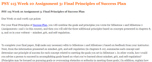 PSY 115 Week 10 Assignment 3 Final Principles of Success Plan