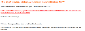 PSY 2007 Week 2  Statistical Analysis Data Collection NEW