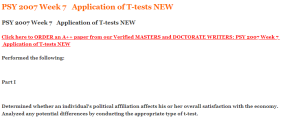 PSY 2007 Week 7   Application of T-tests NEW