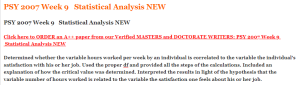 PSY 2007 Week 9   Statistical Analysis NEW