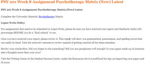 PSY 201 Week 8 Assignment Psychotherapy Matrix (New) Latest