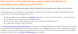 PSY 202 Week 2 DQ 2 Identify and explain which of Holland’s six personality types relates to you the most