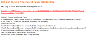 PSY 205 Week 2 Attachment Paper (2Set) NEW