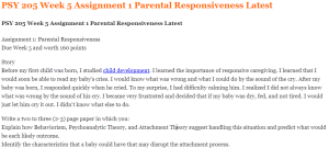 PSY 205 Week 5 Assignment 1 Parental Responsiveness Latest