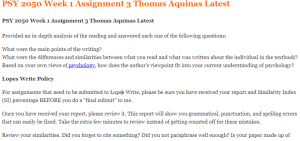 PSY 2050 Week 1 Assignment 3 Thomas Aquinas Latest