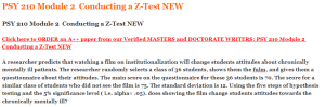 PSY 210 Module 2  Conducting a Z-Test NEW