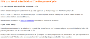 PSY 210 Week 6 Individual The Response Cycle