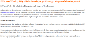 PSY 210 Week 7 DQ 2 Relationships go through stages of development