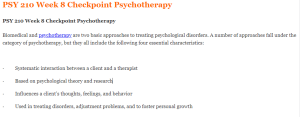 PSY 210 Week 8 Checkpoint Psychotherapy