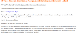 PSY 211 Week 3 Individual Assignment Development Matrix Latest