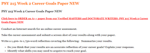 PSY 215 Week 2 Career Goals Paper NEW