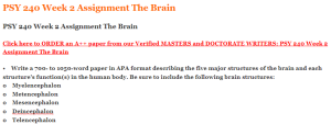 PSY 240 Week 2 Assignment The Brain