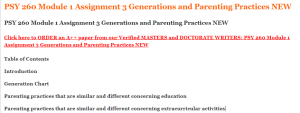 PSY 260 Module 1 Assignment 3 Generations and Parenting Practices NEW