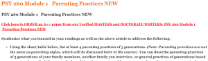 PSY 260 Module 1   Parenting Practices NEW