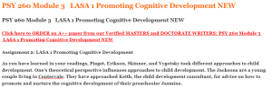 PSY 260 Module 3   LASA 1 Promoting Cognitive Development NEW