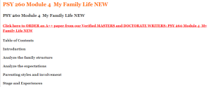 PSY 260 Module 4  My Family Life NEW